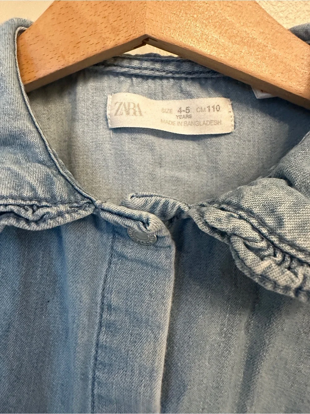 Zara Light Blue Ruffled Collar Denim Dress Jacket